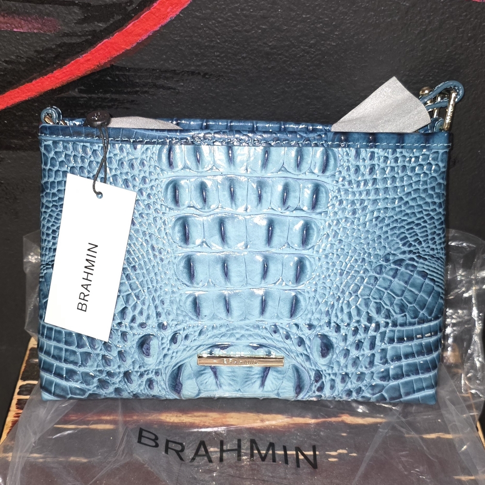 Brahmin Blue Crocodile Embossed Women's Bag